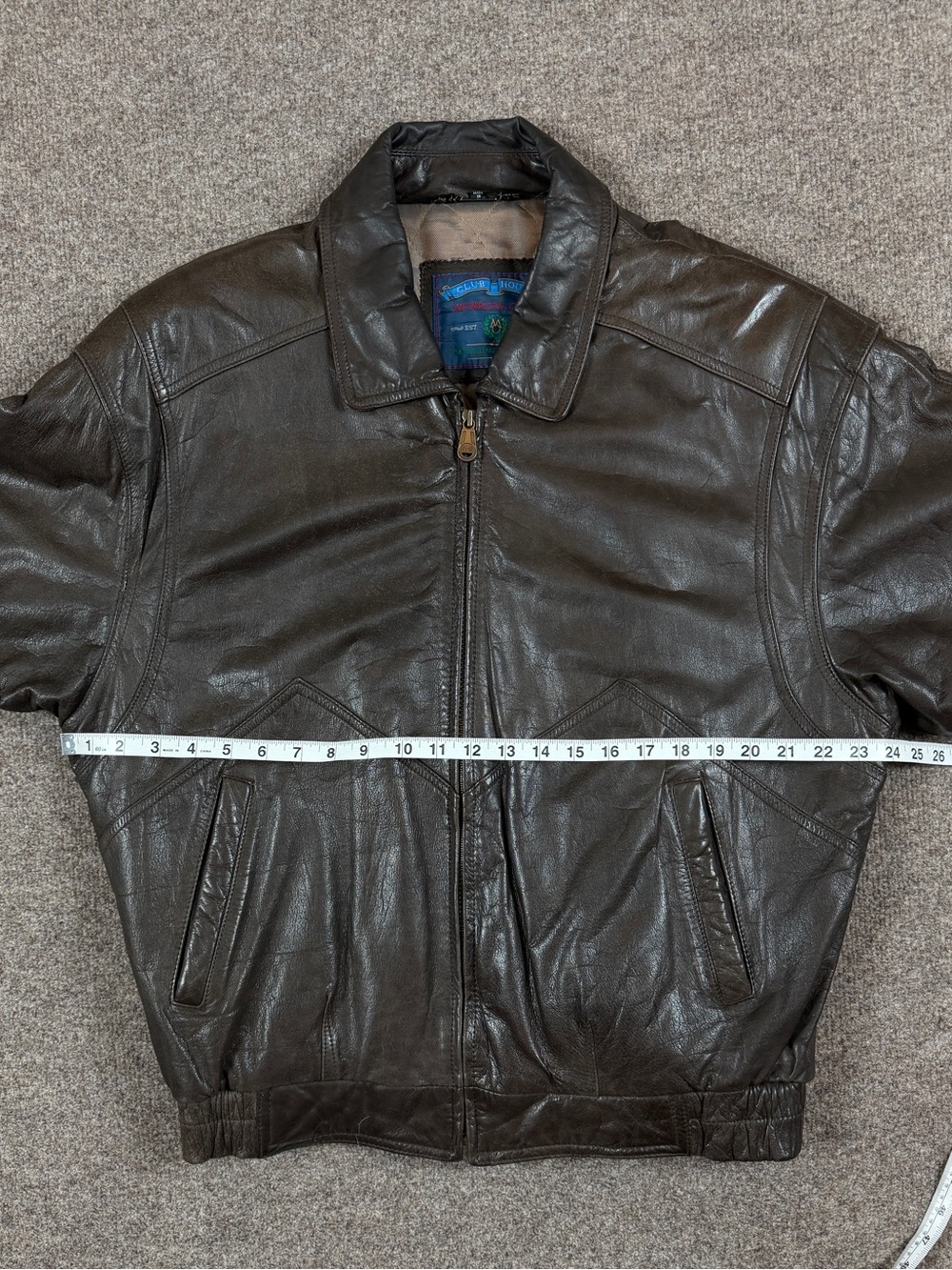 Vintage Members Only Brown Genuine Leather Zip Up Bomber Jacket Mens Size XL 90s - Picture 10 of 10